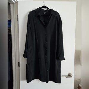 2x JJill Black Button-Up Long Shirt Dress